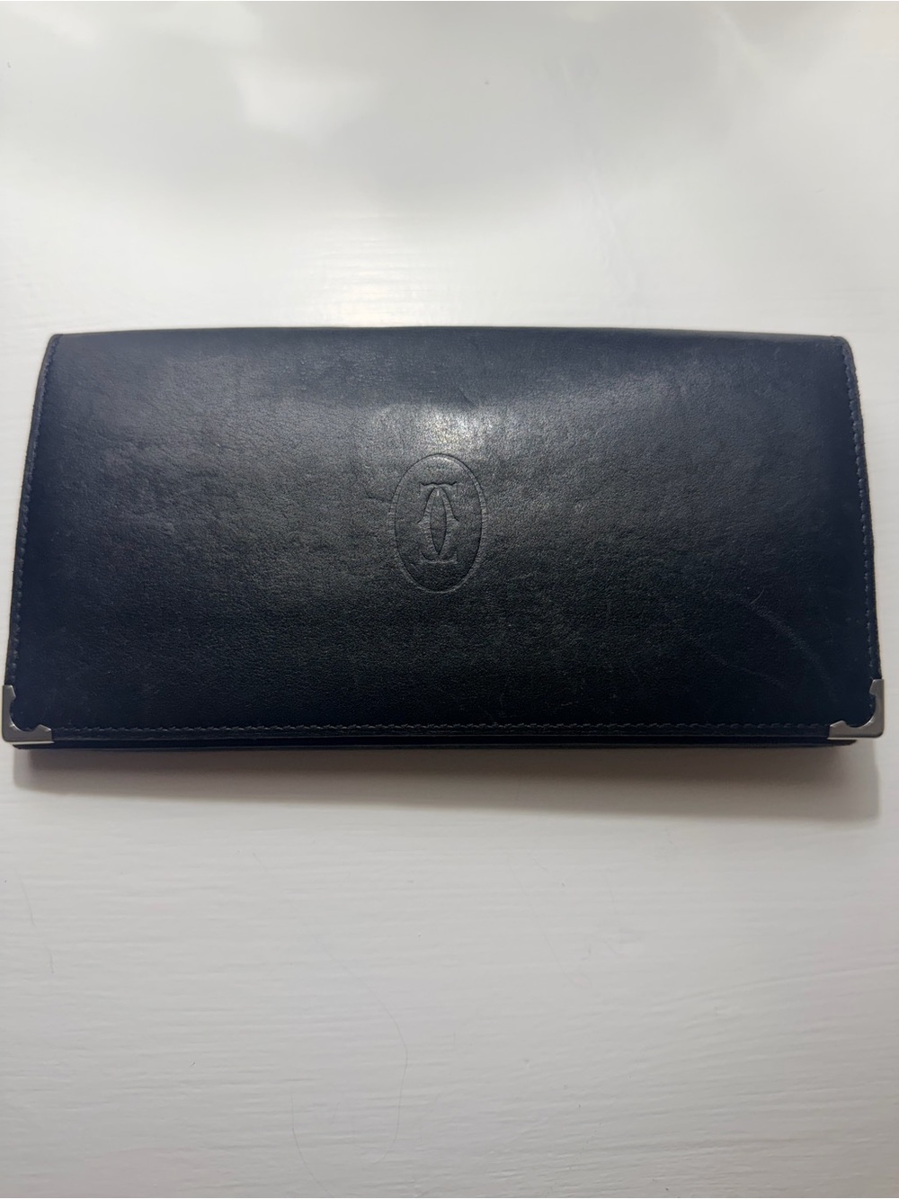 Vintage Must de Cartier Paris Long International Wallet Black Burgundy Leather
